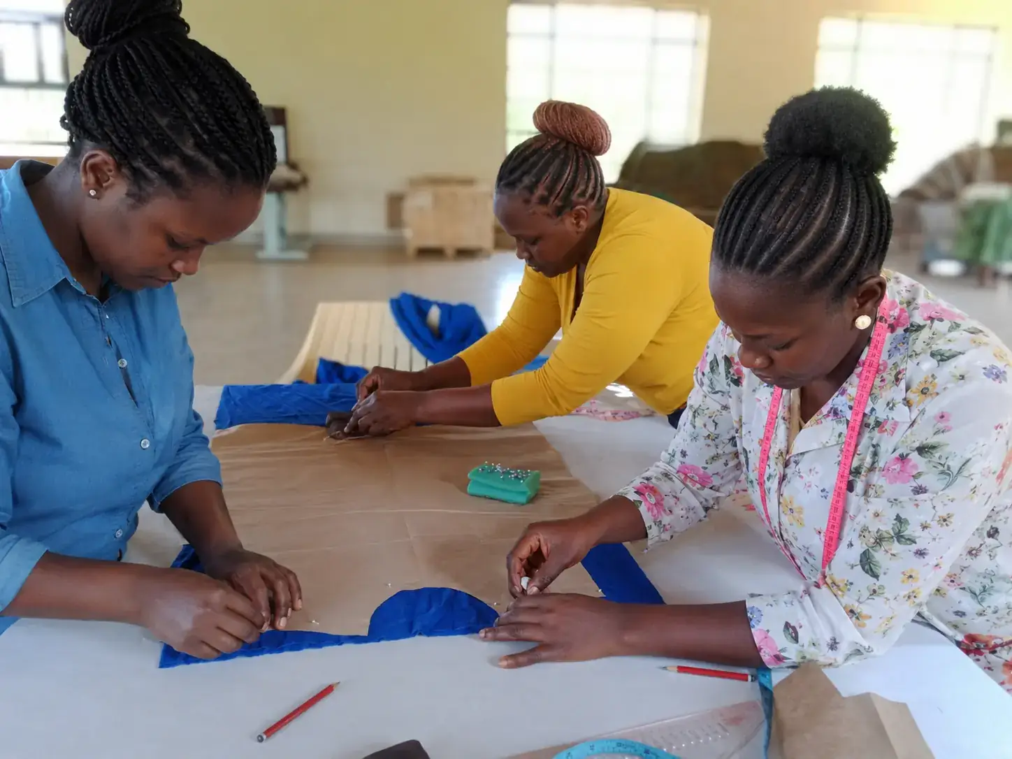 Practical garment skills training at the Labl facility